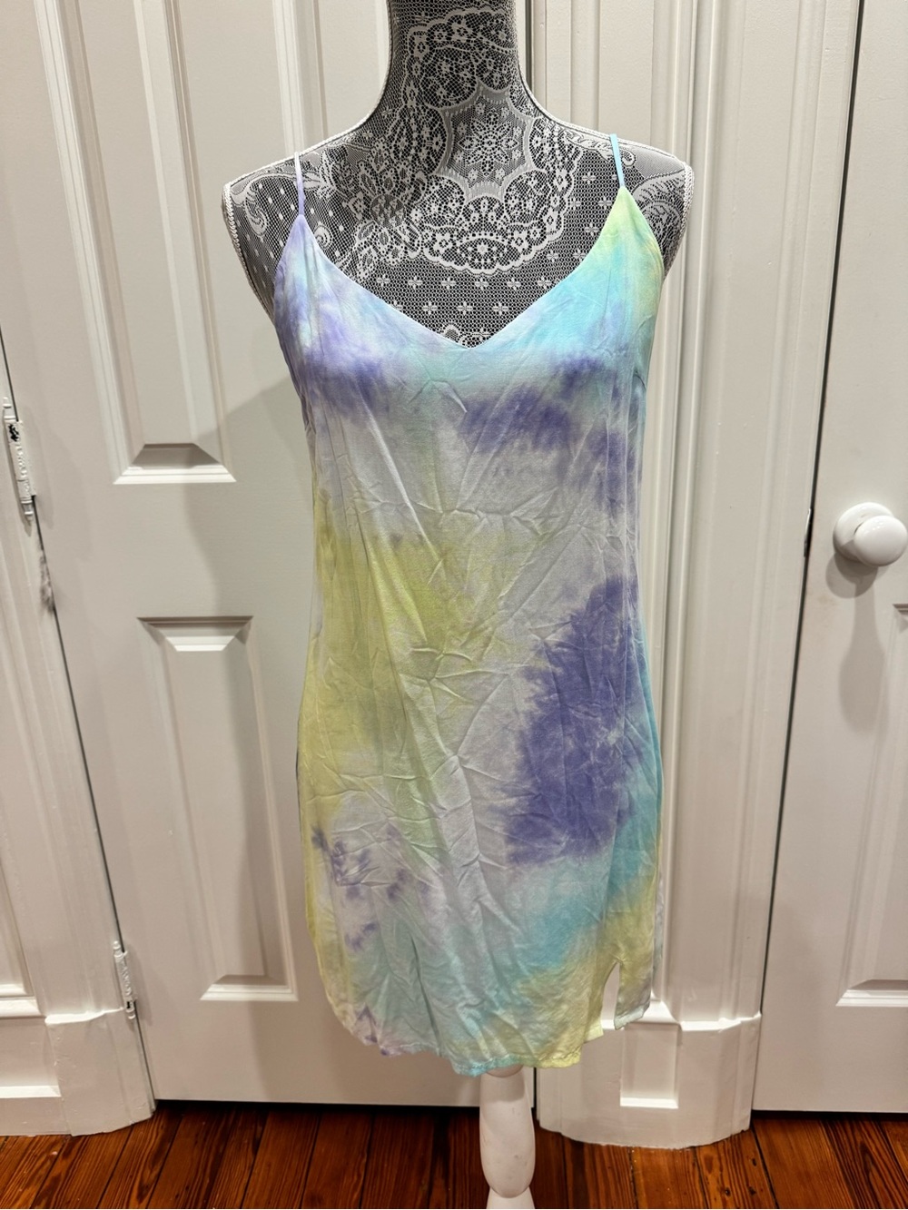 Elodie Pastel Tie-Dye Slip Mini Dress Size M
Festival Boho Coquette